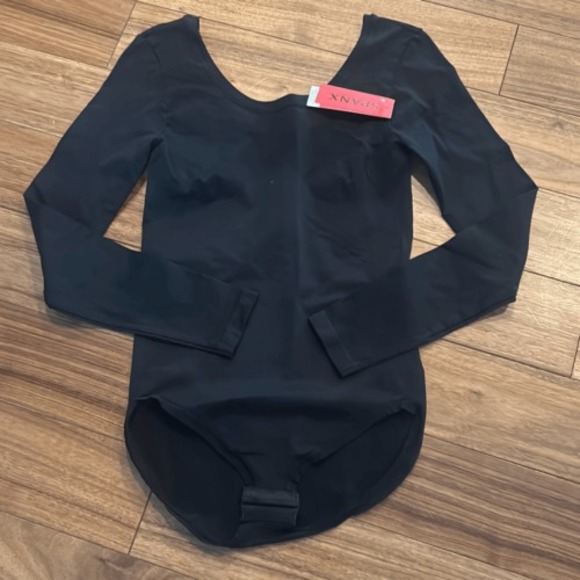 Spanx the base bodysuit in black long sleeve shape wear slimming medium‎ - Picture 1 of 7